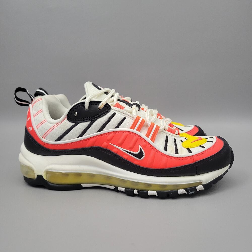 Nike Air Max 98 Youth Sneaker Low Black Bright Crimson Size 5.5 GS Womens 7 - Picture 4 of 13